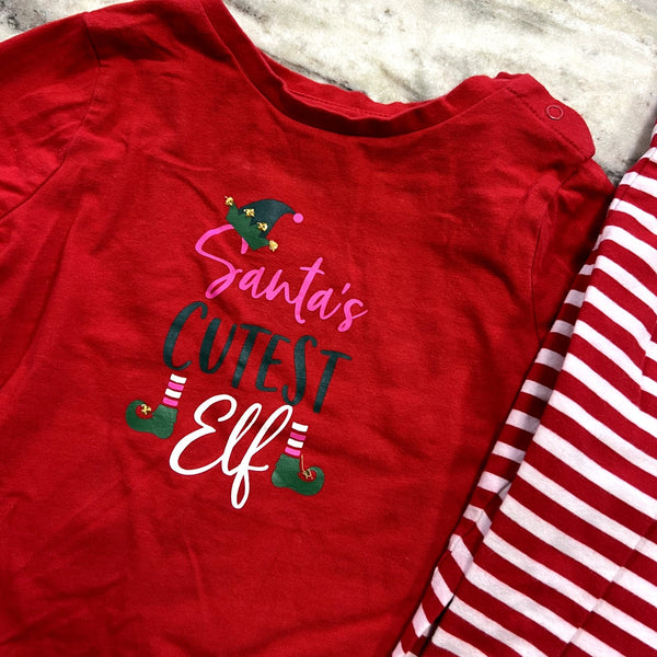 Crown & Ivy Santa's Cutest Elf Two Piece Christmas Set Size 3T