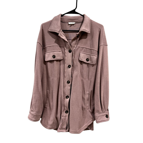 La Miel Boutique Soft Fleece Button Down Mauve Shacket Small