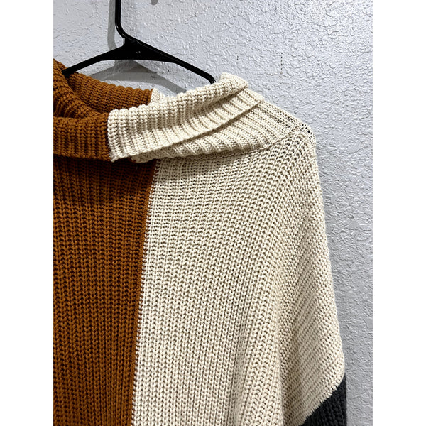 Blu Pepper Chunky Knit Color Block Turtleneck Sweater Medium