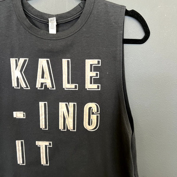 Under Armour Kale-Ing It Black Muscle Tank Top Loose Fit Heat Gear Medium