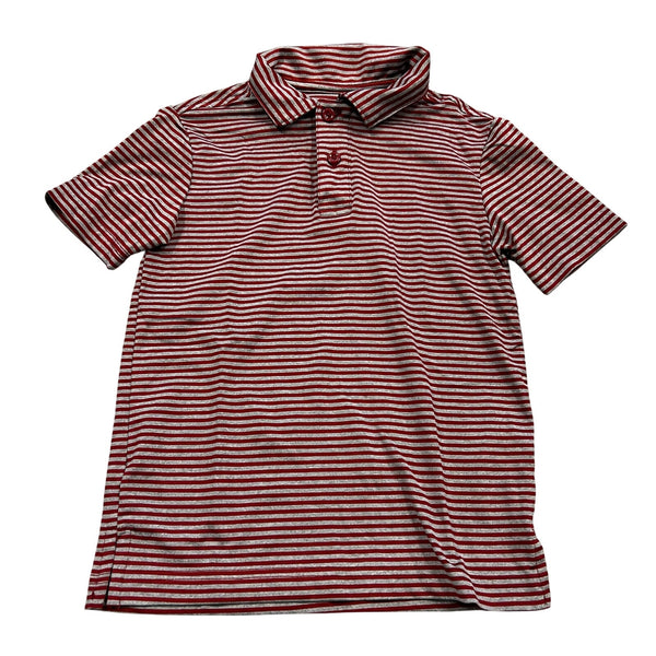Class Club Red + Gray Striped Polo Boys Size 4/5
