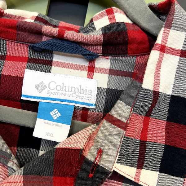 Columbia Red Plaid Button Down Top Men's 2XL