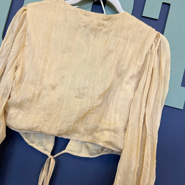 The Sweet Collective Yellow Open Front Shimmer Blouse Medium