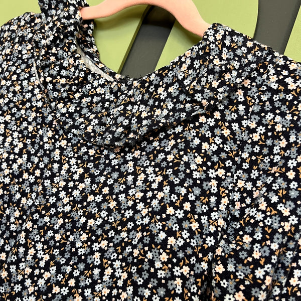 H&M Girls Navy Floral Tiered Mini Dress Size Youth 6X