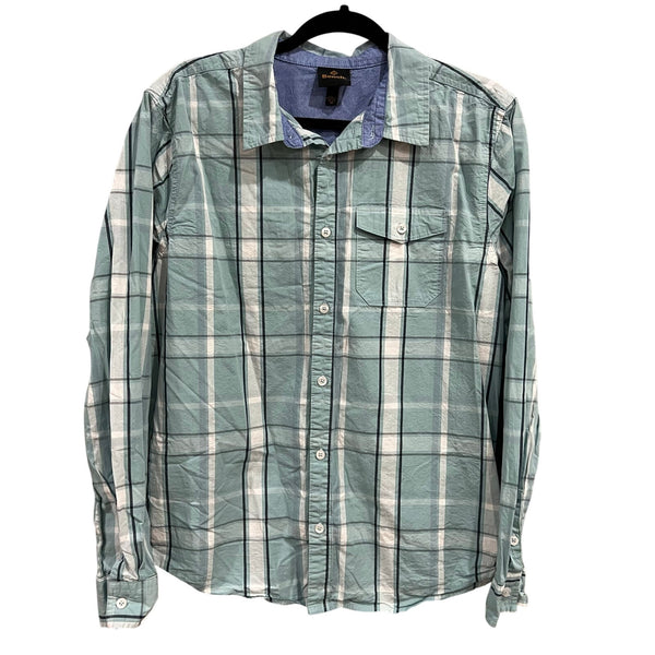 Bench Men's Light Teal Long Sleeve Button Down Plaid Top XL