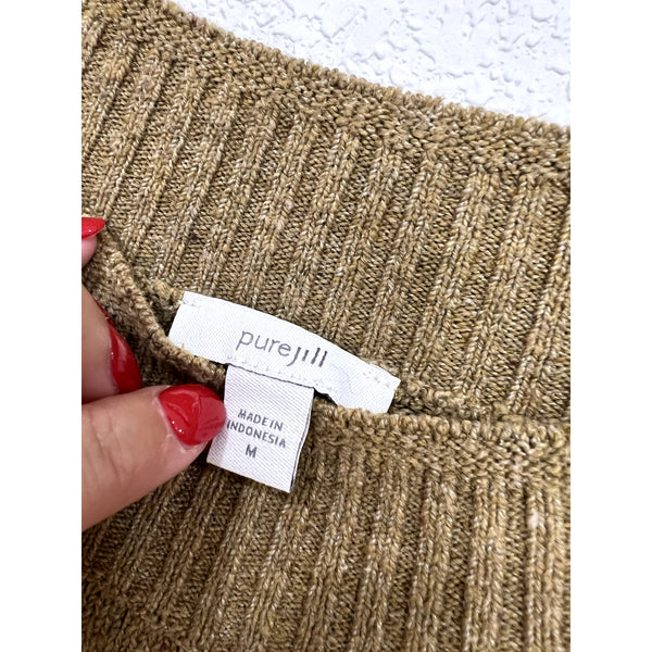 Pure Jill by J.Jill Tan Relaxed Knit Pullover Sweater Medium