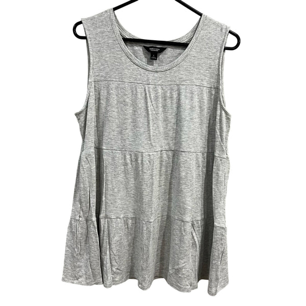 Simply Vera Wang Gray Ribbed Tiered Tank Top Size Large