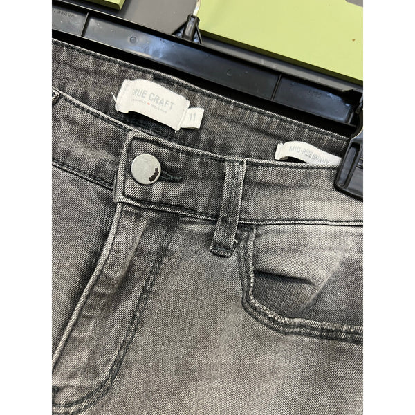 True Craft Washed Gray Raw Hem Skinny Jeans Size 11