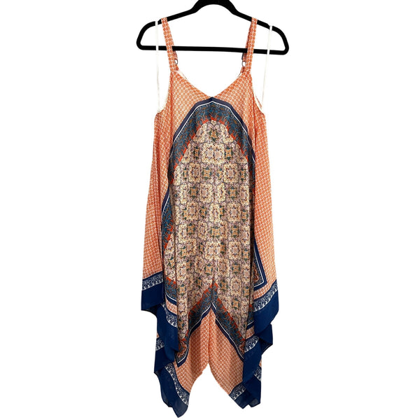 Luxology Blue + Orange Spaghetti Strap Flared Midi Dress Size 10 Luxology Blue + Orange Spaghetti Strap Flared Midi Dress Size 10