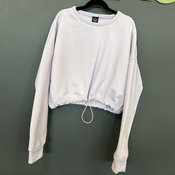 Light Purple Drawstring Cropped Lightweight Sweatshirt Small