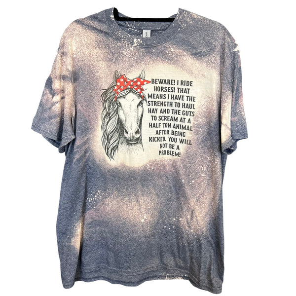 Women's Cowgirl Horse Bleached Graphic Tee Size XL