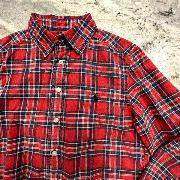 Polo Ralph Lauren Blue Label Boys Red Button Down Size M 10/12
