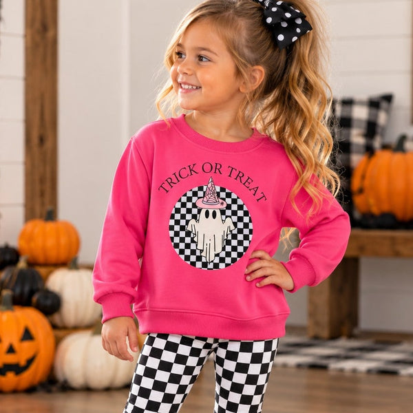 Girls Trick or Treat Pink Sweatshirt Size 4/5