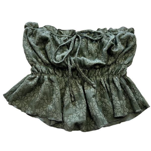Willow + Root by BKE Olive Green Floral Tube Top Size Medium