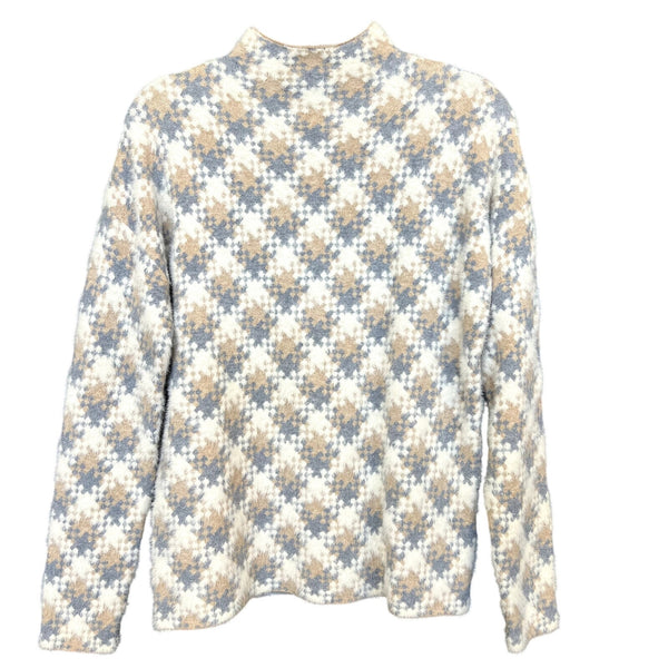 Cupcakes and Cashmere Plush Argyle Mock Neck Sweater Size Medium