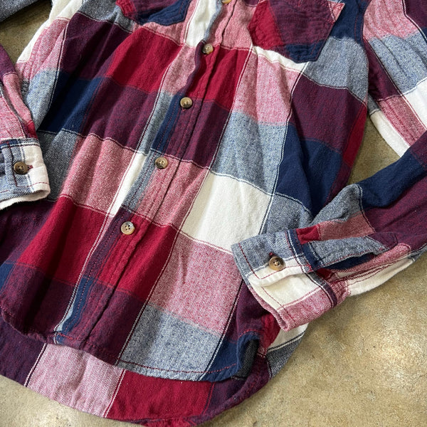 Arizona Jeans Boys Red + Blue Plaid Flannel Size M (10/12)