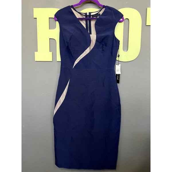 NWT Jax Navy Blue Mesh Sheath Dress Size 6