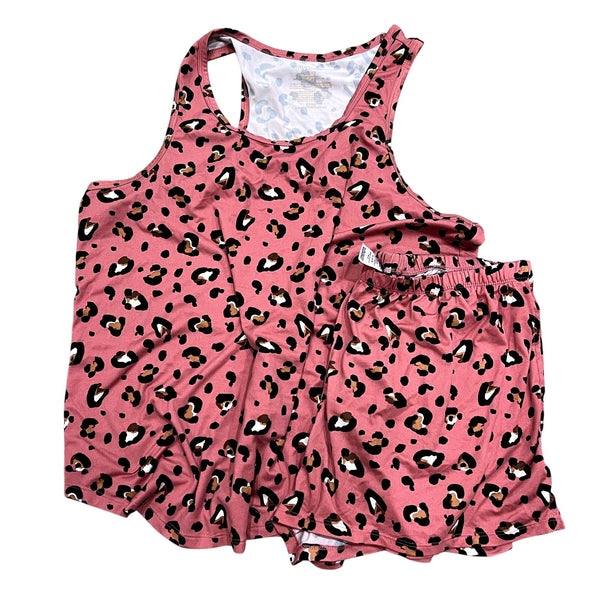 Joyspun Pink Leopard Two Piece Pajama Set XL