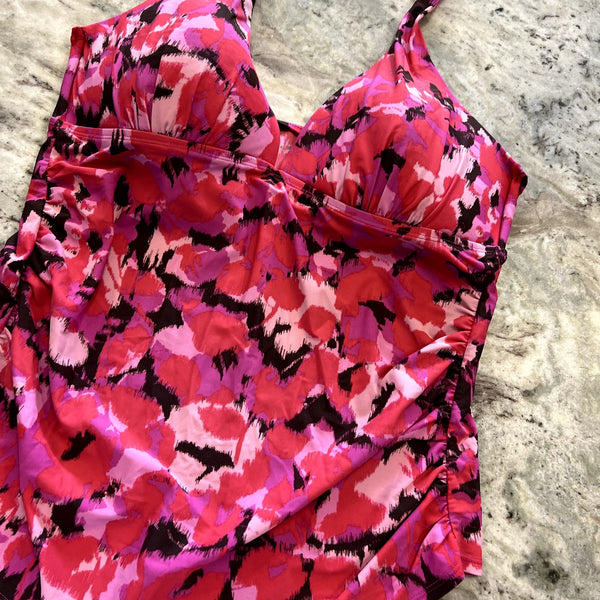 Merona Pink Brushstroke Halter Tankini Swim Top XL