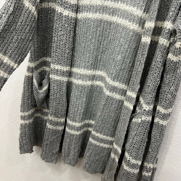 Reborn J Boutique Gray + White Striped Chunky Cardigan 3XL