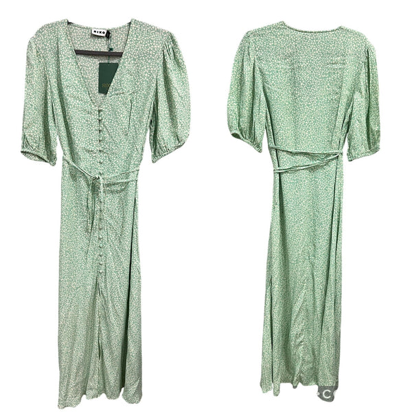 NWT Rixo Staci Green Floral Button Front Midi Dress Medium
