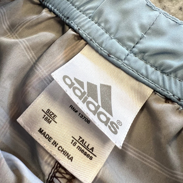 Adidas Brown + Blue Plaid Swim Trunks Size 18 Mo