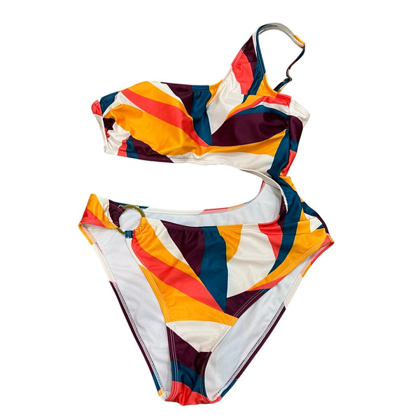 Shade & Shore Women's One Piece Cut Out Geometric Boho Swimsuit Medium