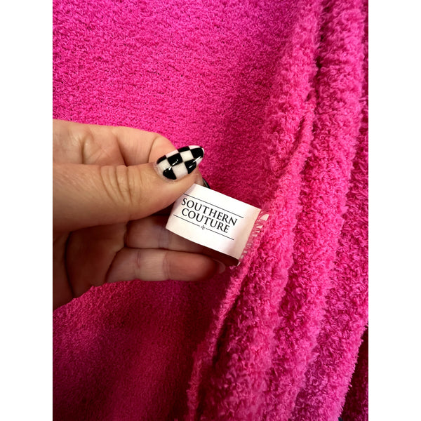 Women's Pink Plush Open Front Cardigan Size Small/Med