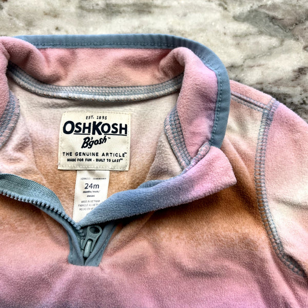 OshKosh Tie Dye Fuzzy Quarter Zip Pullover Size 24 Months
