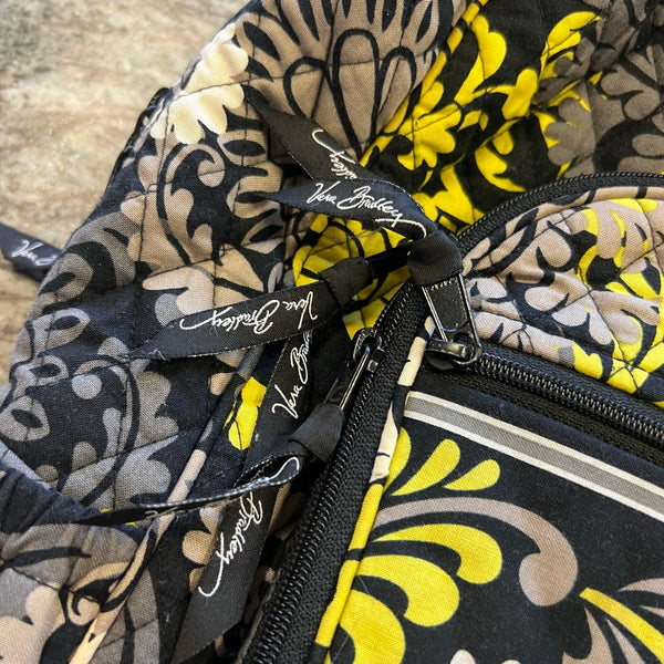 Vera Bradley Baroque Floral Campus Backpack Black + Lime