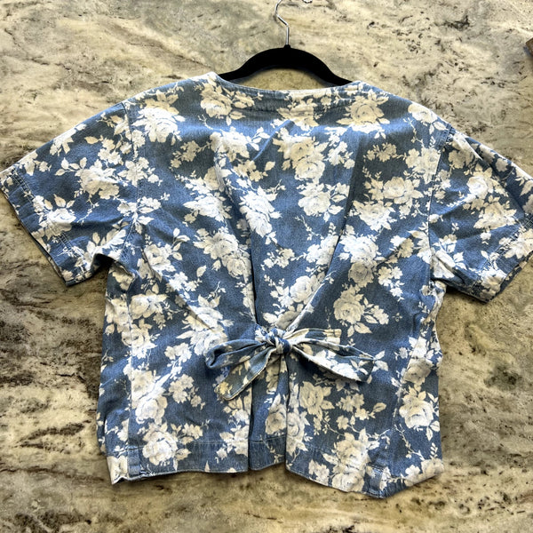 Vintage Denim V-Neck Button Down Top Medium