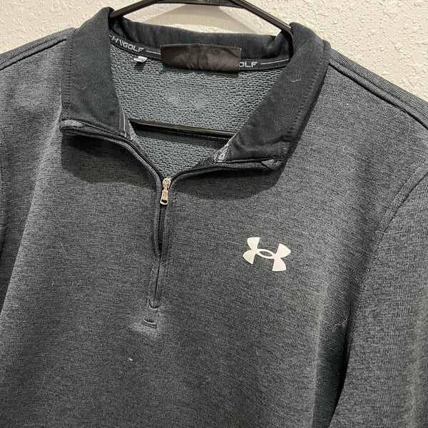 Under Armour Golf Loose Fit Black Quarter Zip Fleece Pullover Large