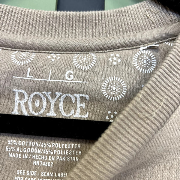 Royce Pray Stacked Tan Sweatshirt Large