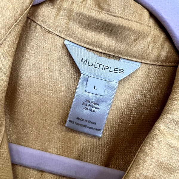 Multiples Women's Silky Button Down Yellow Blouse Size Large