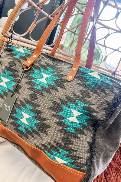 Turquoise Aztec Weekender Bag