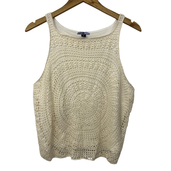 Vylette Ivory Crochet Knit Tank Top Size XL