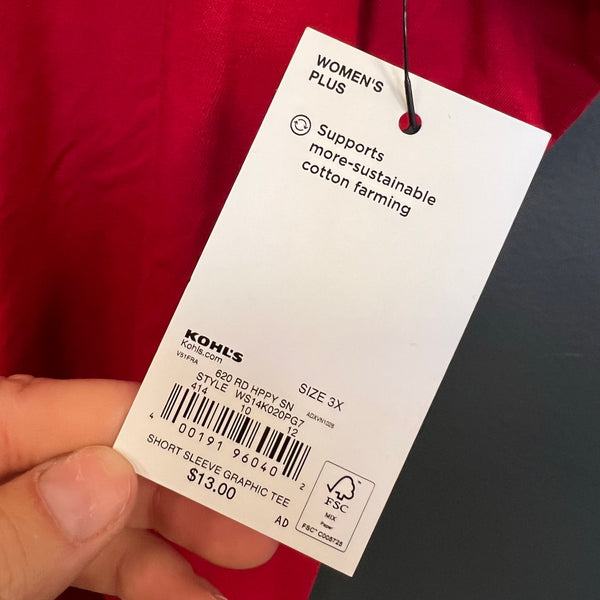 NWT Happy Holidays Red Santa Tee Size 3XL