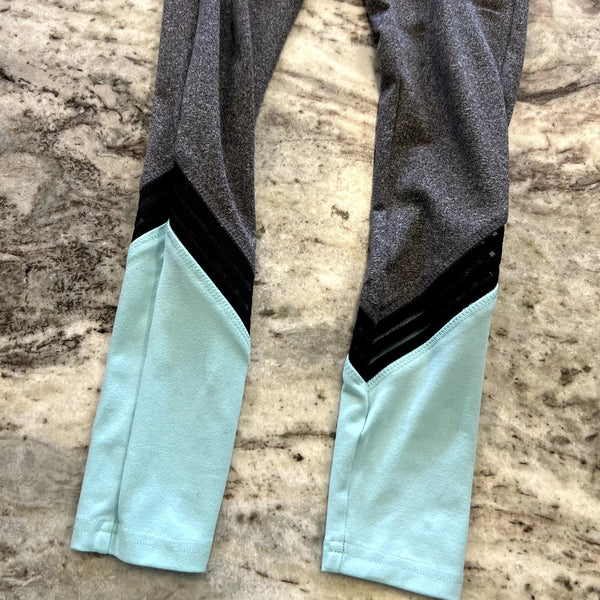 Justice Active Girls Gray + Blue Cheer Leggings Size 8