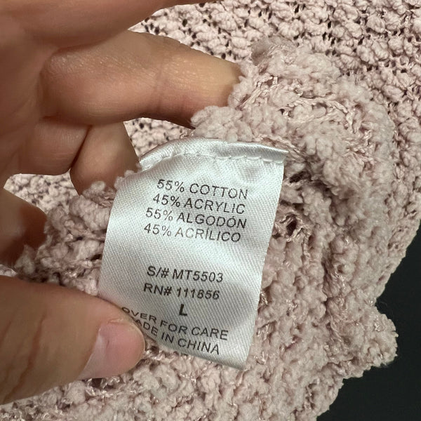 Cherish Light Pink Crew Neck Popcorn Sweater Large