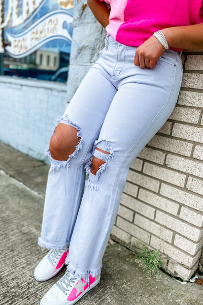 Risen Ice Blue Distressed Jeans