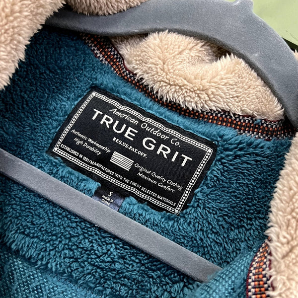 True Grit Men's Deep Teal Plush Quarter Zip Pullover Size Small