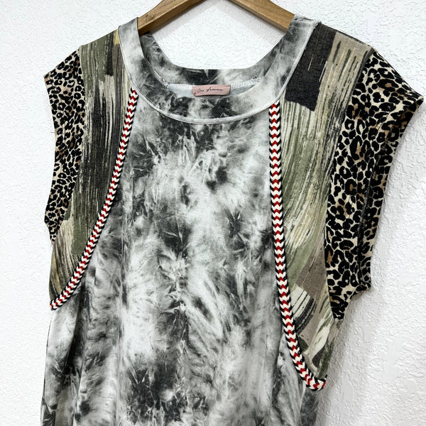Ces Femme Boutique Mixed Print Top Medium
