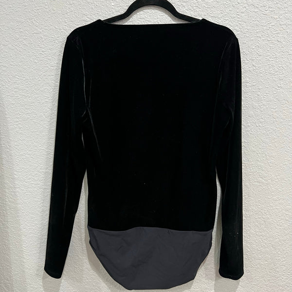 NWOT J Crew Black Velvet Scoop Neck Bodysuit Large