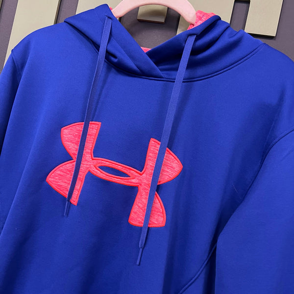 Under Armour Women's Semi-Fitted Blue + Pink Hooded Pullover XL