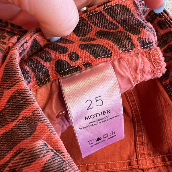 Mother Jeans High Waisted Looker Ankle Fray Animal Attraction Skinnies Size 25