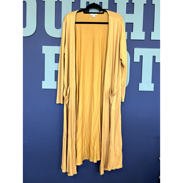 Lularoe Mustard Yellow Full Length Cardigan Size Large