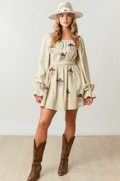 Disco Dreams Ivory Corduroy Dress