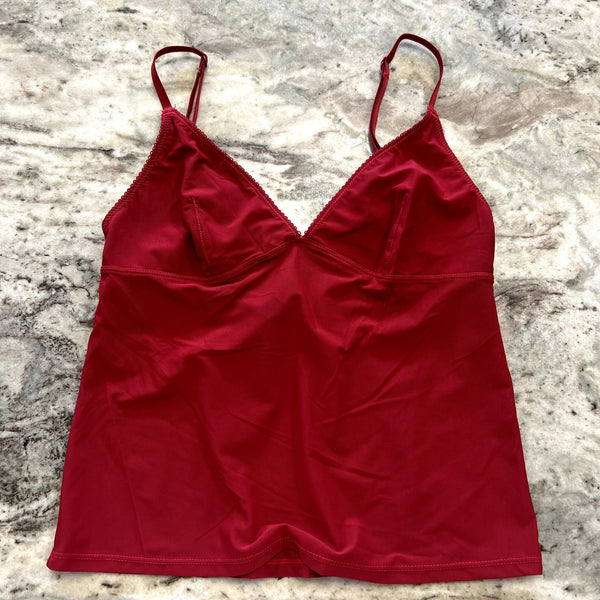 BDG Maroon Fitted V-Neck Tank Top Size Medium