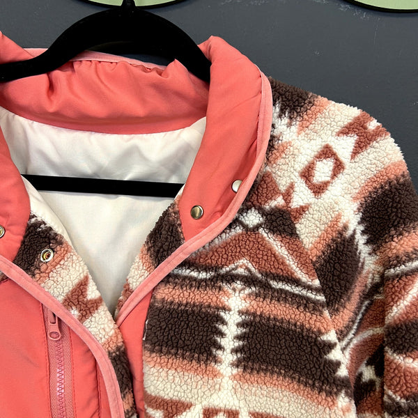 Women's Peach + Brown Aztec Coat Size Medium