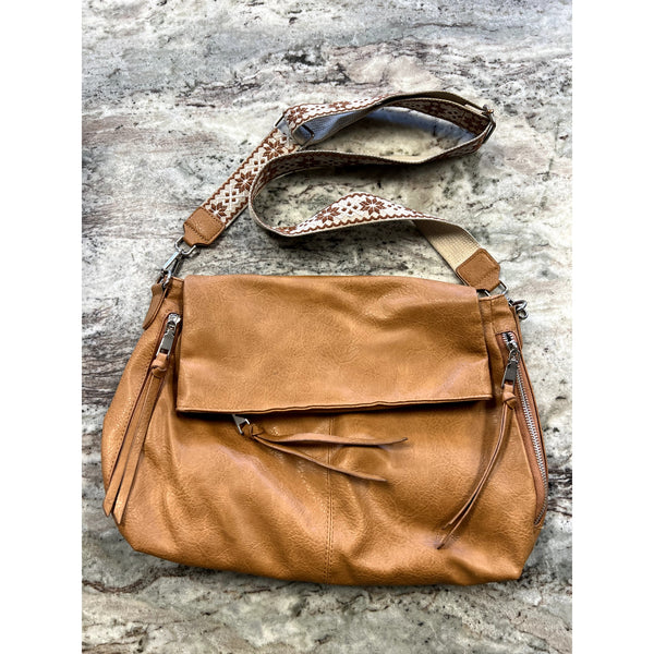 Women's Faux Leather Foldover Crossbody Bag
